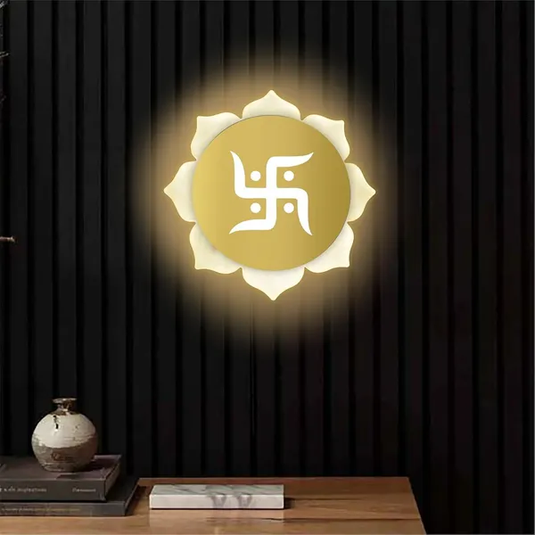 Flower_Swastik_Gold_Wall_Light_-_9_X_9_INCH