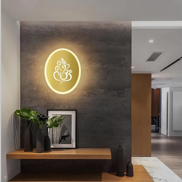 Oval_Ganesh_Gold_Wall_Light_-_9_INCH