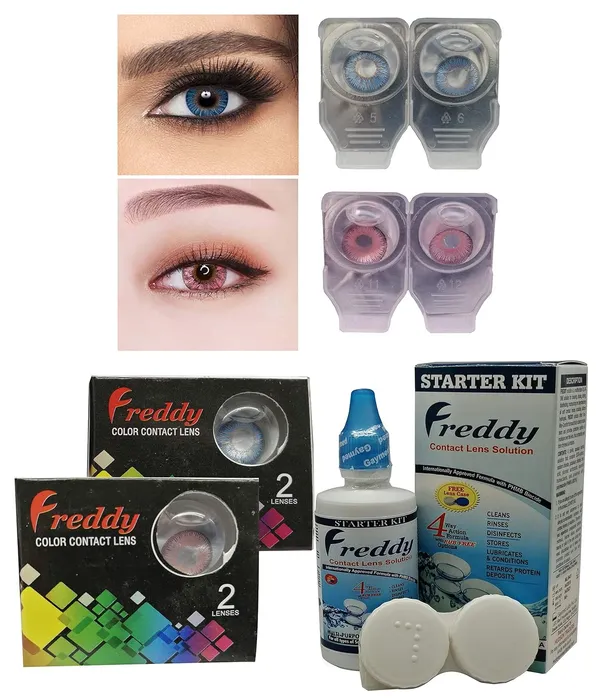 Freddy_2_pair_color_contact_lenses_with_lens_kit_(Truesapphire_&_pink)