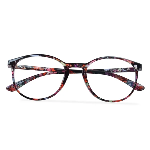 Freddy_Round_Spectacles_Frames_for_Men_Women,_Floral_Pattern_Frame,_Clear_Lens,_Designed_in_Italy