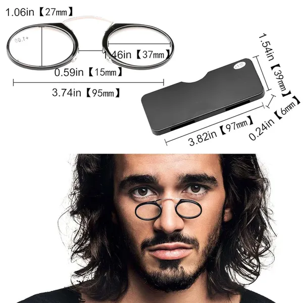 Freddy_Compact_Pince-Nez_Reading_Glasses,_Rimless_Oval_Metal_Frame,_Lightweight_Nose_Clip_Reading_Glasses_with_No_Temple_Arms,_Unisex_Adult,_with_Protective_Case_(3.0)