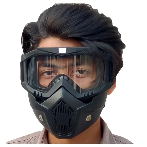 Black_Reusable_Goggle_Mask_Anti_Scratch_Face_&_Eyewear_Windproof_Dirt_Shield_With_Soft_Foam_Padded_Detachable_Mouth_Filter_For_Cycling_Bike_Off_Road_Racing_Ride_Unisex_(Transparent)
