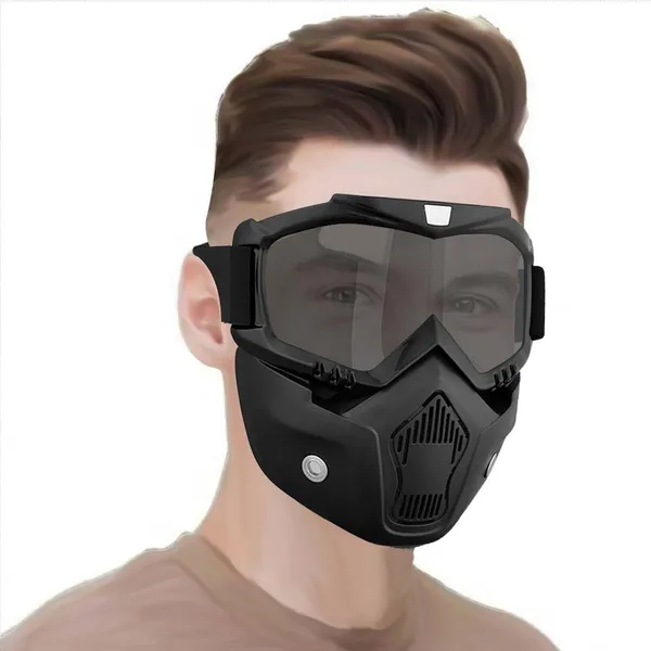 Black_Reusable_Goggle_Mask_Anti_Scratch_Face_&_Eyewear_Windproof_Dirt_Shield_With_Soft_Foam_Padded_Detachable_Mouth_Filter_For_Cycling_Bike_Off_Road_Racing_Ride_Unisex_(Black)