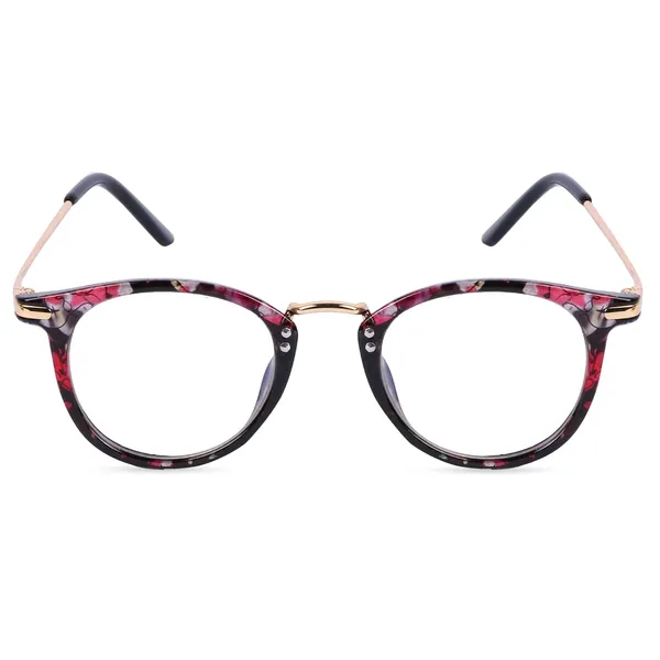 Flower_Print_Frame_Blue_Light_Blocking_Zero_Power_Anti-Glare_Retro_Round_Eyeglasses_|_UV_Protection_|_Unisex_|_Eye_Protection_Frame_For_Computer/Tablet/Laptop/Mobile/Tv
