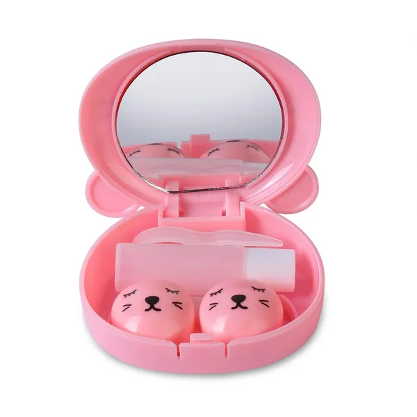 Pink_Contact_Lens_Case_Box_With_Mirror,_Tweezer,_Applicator,_Solution_Bottle_&_Lens_Box