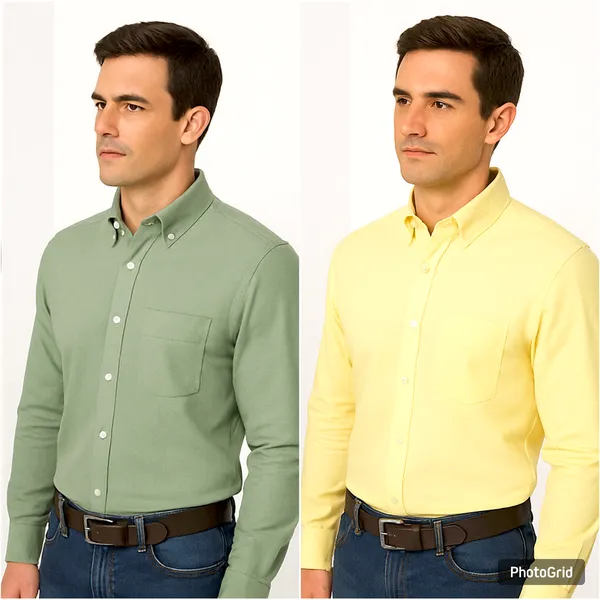 Dark_Mint_Green_&_Yellow_Casual_Shirt_For_Men_(Pack_of_2)