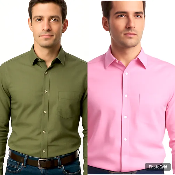 Olive_Green_&_Dark_Pink_Casual_Shirt_For_Men_(Pack_of_2)