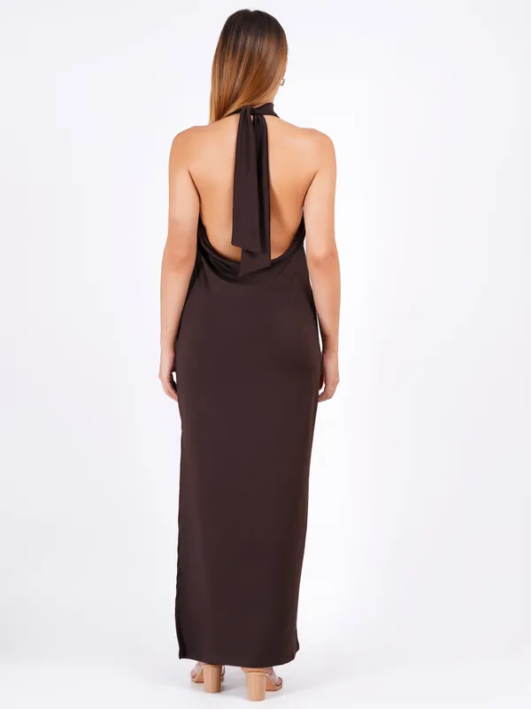 Neck_Brown_Classic_Western_Dress_For_Women
