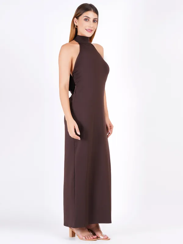 Neck_Brown_Classic_Western_Dress_For_Women