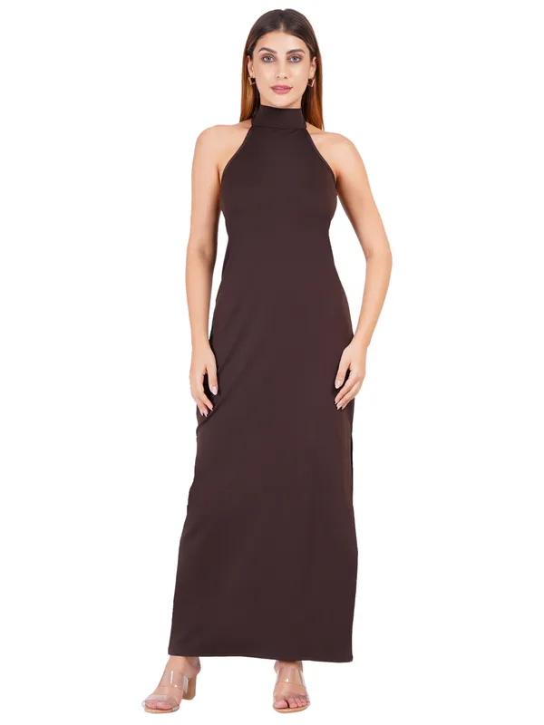 Neck_Brown_Classic_Western_Dress_For_Women