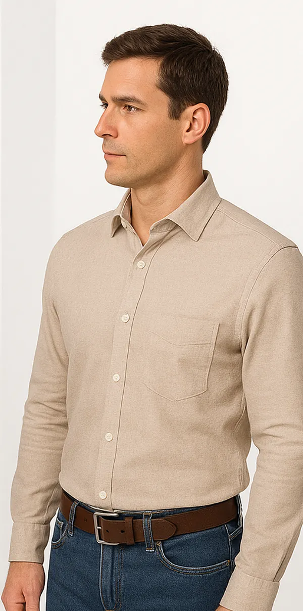 Beige_Cotton__Casual_Shirt_For_Men