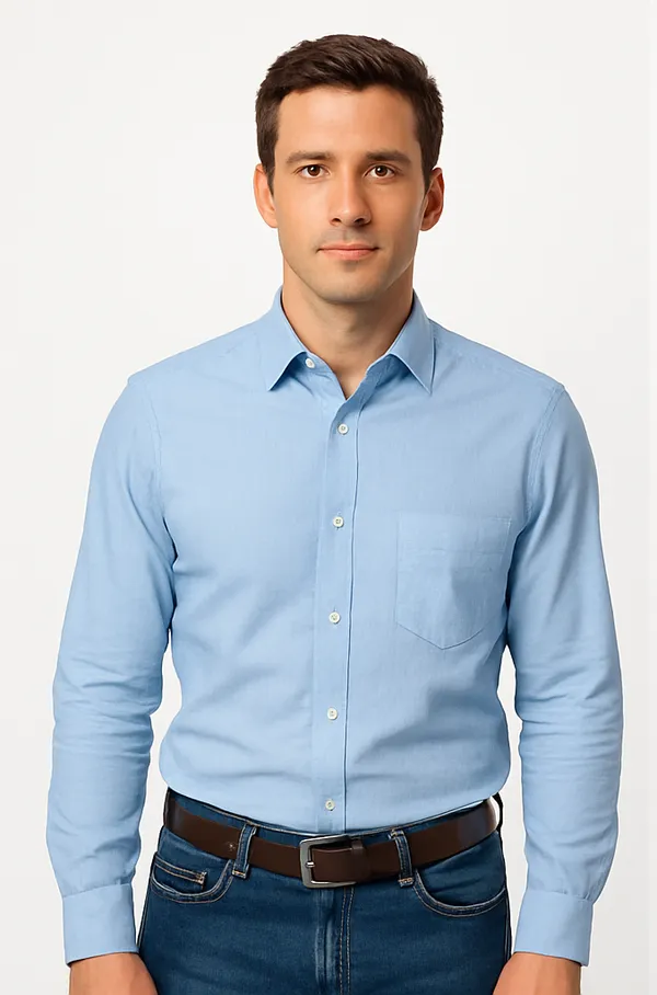 Sky_Blue_Cotton__Casual_Shirt_For_Men