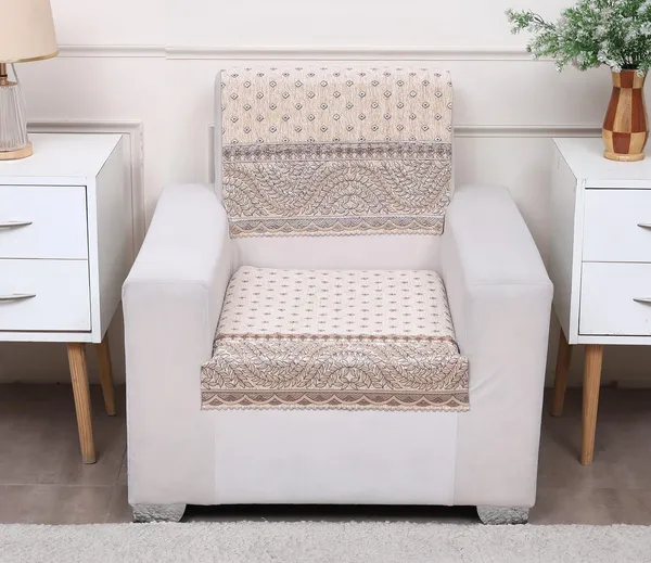 Fashion_Throw_Premium_Chenille_Sofa_Protector_1_Single_Seater,_Polka_Dot_Pattern_with_Geometric_Border_Design,_Sofa_Slipcovers_for_Couch_for_Living_Room_Wooden_Sofa_Beige,_1_Seater