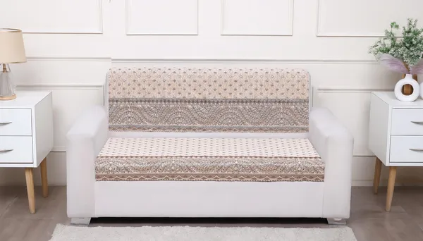 Fashion_Throw_Premium_Chenille_Sofa_Protector_2_Loveseat_Seater,_Polka_Dot_Pattern_with_Geometric_Border_Design,_Sofa_Slipcovers_for_Couch_for_Living_Room_Wooden_Sofa_Beige,_2_Seater