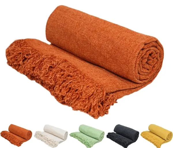 Burnt_Orange_Throw_Blanket_Soft_Cozy_Chenille_Throw_Blanket_With_Fringe_Tassel_For_Couch_Sofa_Chair_Bed_Living_Room_Gift