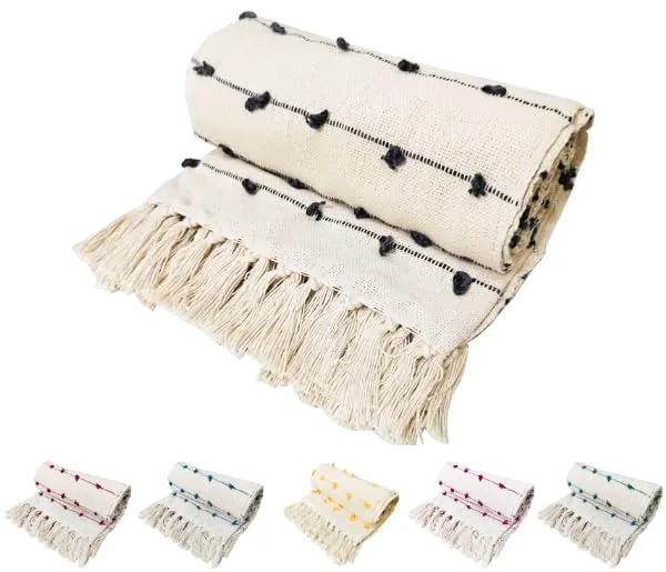 Beige_&_Dark_Grey_Pure_Cotton_Hand-Knitted_Sofa_Throw_Soft_And_Cozy_Decorative_Throw_52X72_Inches_/_130X180_Cms_Super_Soft_And_Breathable