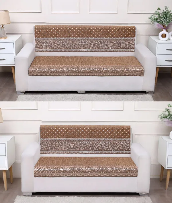 FASHION_THROW_|_Chenille_Sofa_Protector_&_Home_Decor_Upgrade_�_Golden_5_Seater_Sofa_Set_Cover_(3+1+1_Set)_Luxury_Fully_Covered_Furniture_Shield_(Golden,_3+2)