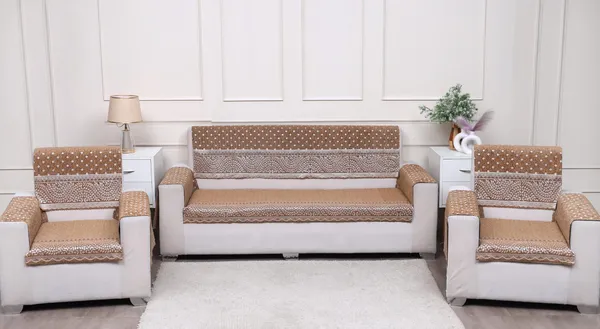FASHION_THROW_|_Chenille_Sofa_Protector_&_Home_Decor_Upgrade_�_Golden_5_Seater_Sofa_Set_Cover_(3+1+1_Set)_with_Arms_Included_�_Luxury_Fully_Covered_Furniture_Shield_(Golden,_5+_Arm)