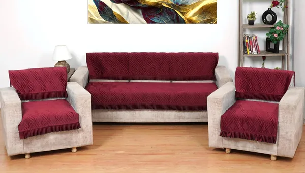 Maroon_3_Seater_Quilted_Velvet_Sofa_Cover_With_Frill_Washable_Durable_Protector_Mat_Enhancing_Living_Room_For_Sofa_Heritage_Weave_Collection