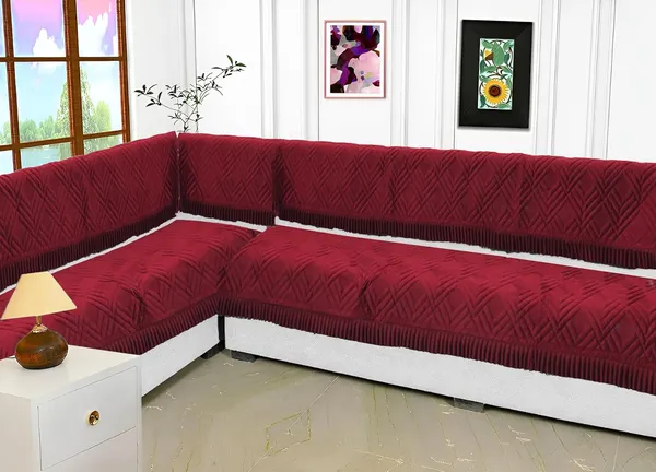 Maroon_3_Seater_Quilted_Velvet_Sofa_Cover_With_Frill_Washable_Durable_Protector_Mat_Enhancing_Living_Room_For_Sofa_Heritage_Weave_Collection