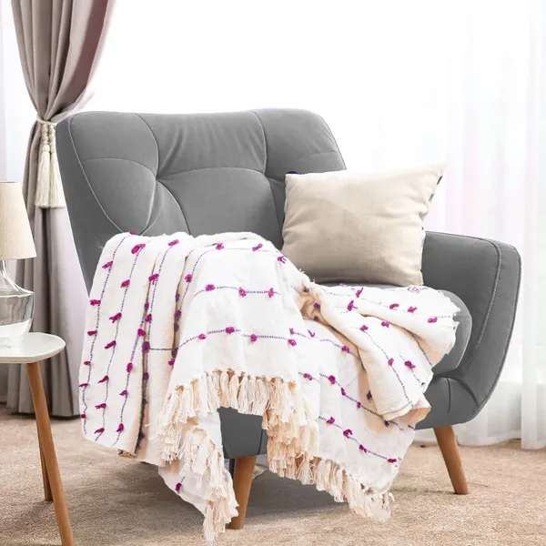 Beige_&_Pink_Pure_Cotton_Hand-Knitted_Sofa_Throw_Soft_And_Cozy_Decorative_Throw_52X72_Inches_/_130X180_Cms_Super_Soft_And_Breathable