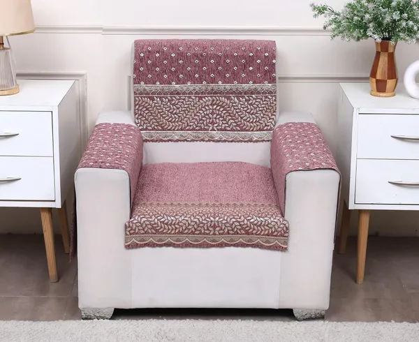 Fashion_Throw_Premium_Chenille_Sofa_Protector_1_Single_Seater,_Polka_Dot_Pattern_with_Geometric_Border_Design,_Sofa_Slipcovers_for_Couch_for_Living_Room_Wooden_Sofa_Rose_Pink,_1+Arms