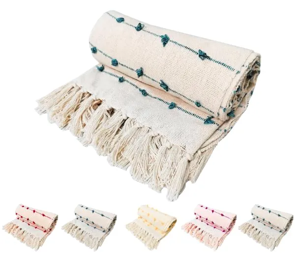 Beige_&_Teal_Pure_Cotton_Hand-Knitted_Sofa_Throw_Soft_And_Cozy_Decorative_Throw_52X72_Inches_/_130X180_Cms_Super_Soft_And_Breathable