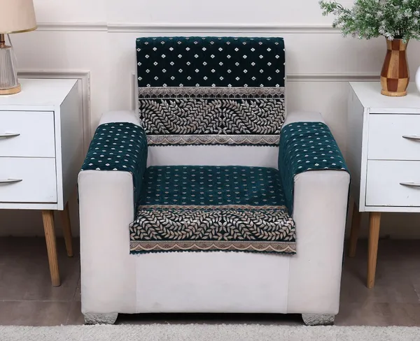 Fashion_Throw_Premium_Chenille_Sofa_Protector_1_Single_Seater,_Polka_Dot_Pattern_with_Geometric_Border_Design,_Sofa_Slipcovers_for_Couch_for_Living_Room_Wooden_Sofa_Teal,_1+Arms