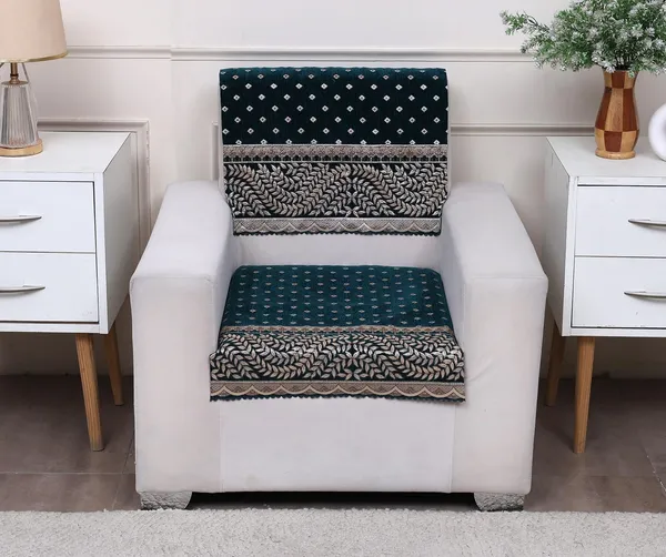 Fashion_Throw_Premium_Chenille_Sofa_Protector_1_Single_Seater,_Polka_Dot_Pattern_with_Geometric_Border_Design,_Sofa_Slipcovers_for_Couch_for_Living_Room_Wooden_Sofa_Teal,_1_Seater