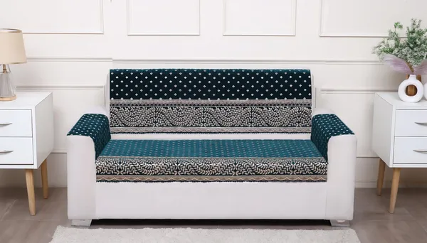 Fashion_Throw_Premium_Chenille_Sofa_Protector_2_Loveseat_Seater,_Polka_Dot_Pattern_with_Geometric_Border_Design,_Sofa_Slipcovers_for_Couch_for_Living_Room_Wooden_Sofa_Teal,_2+Arms