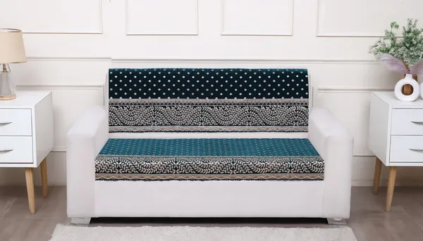 Fashion_Throw_Premium_Chenille_Sofa_Protector_2_Loveseat_Seater,_Polka_Dot_Pattern_with_Geometric_Border_Design,_Sofa_Slipcovers_for_Couch_for_Living_Room_Wooden_Sofa_Teal,_2_Seater