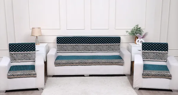 FASHION_THROW_|_Chenille_Sofa_Protector_&_Home_Decor_Upgrade_�_Teal_5_Seater_Sofa_Set_Cover_(3+1+1_Set)_Luxury_Fully_Covered_Furniture_Shield_(Teal,_5_Seater)