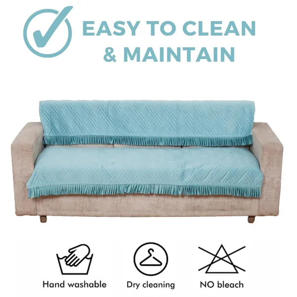 Turquoise_3_Seater_Quilted_Velvet_Sofa_Cover_With_Frill_Washable_Durable_Protector_Mat_Enhancing_Living_Room_For_Sofa_Heritage_Weave_Collection