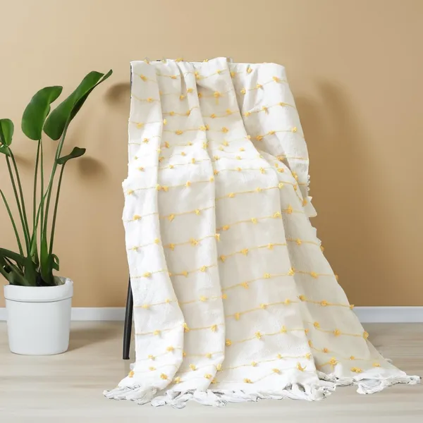 Yellow_Pure_Cotton_Hand-Knitted_Sofa_Throw_Soft_And_Cozy_Decorative_Throw_52X72_Inches_/_130X180_Cms_Super_Soft_And_Breathable