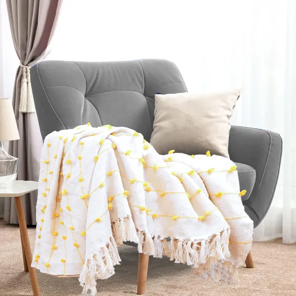 Yellow_Pure_Cotton_Hand-Knitted_Sofa_Throw_Soft_And_Cozy_Decorative_Throw_52X72_Inches_/_130X180_Cms_Super_Soft_And_Breathable