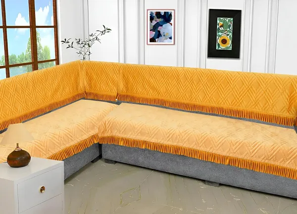 Yellow_3_Seater_Quilted_Velvet_Sofa_Cover_With_Frill_Washable_Durable_Protector_Mat_Enhancing_Living_Room_For_Sofa_Heritage_Weave_Collection