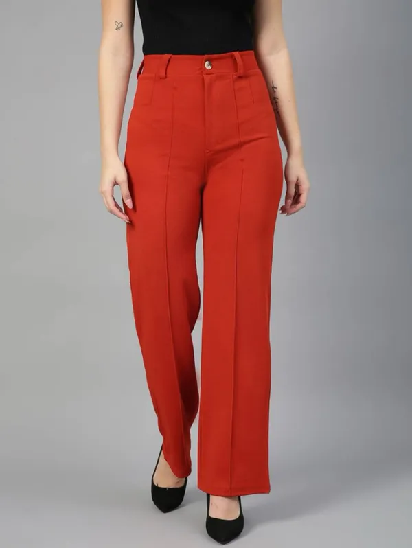 Red_Viscose_Rayon_Trousers_For_Women