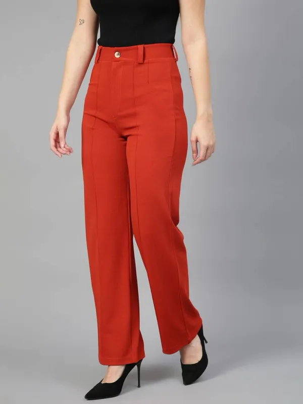 Red_Viscose_Rayon_Trousers_For_Women