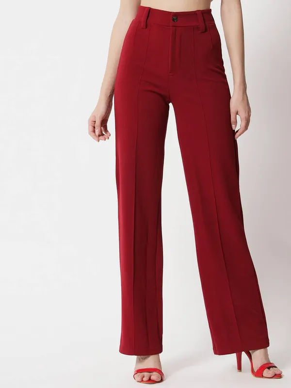 Maroon_Viscose_Rayon_Trousers_For_Women