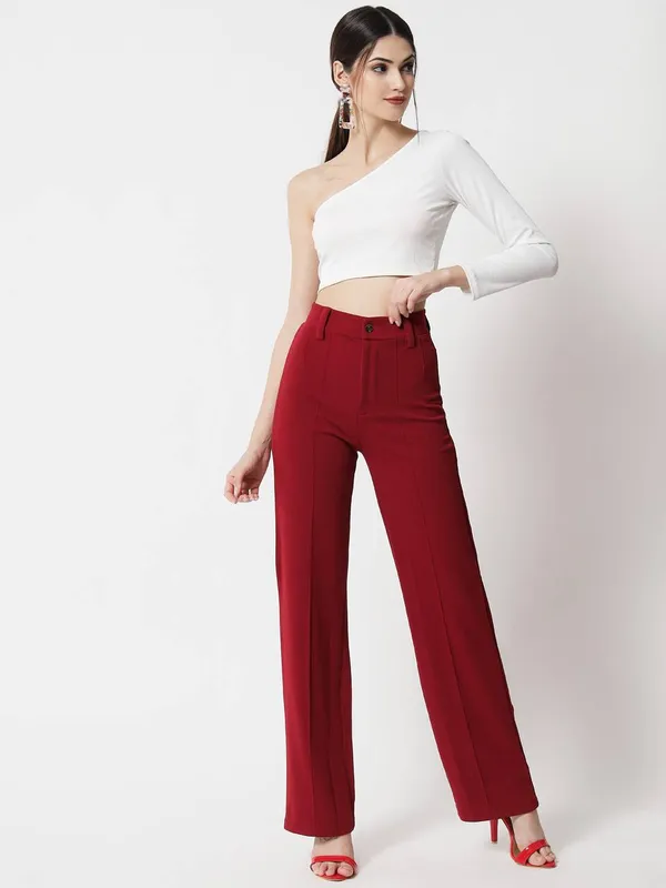 Maroon_Viscose_Rayon_Trousers_For_Women
