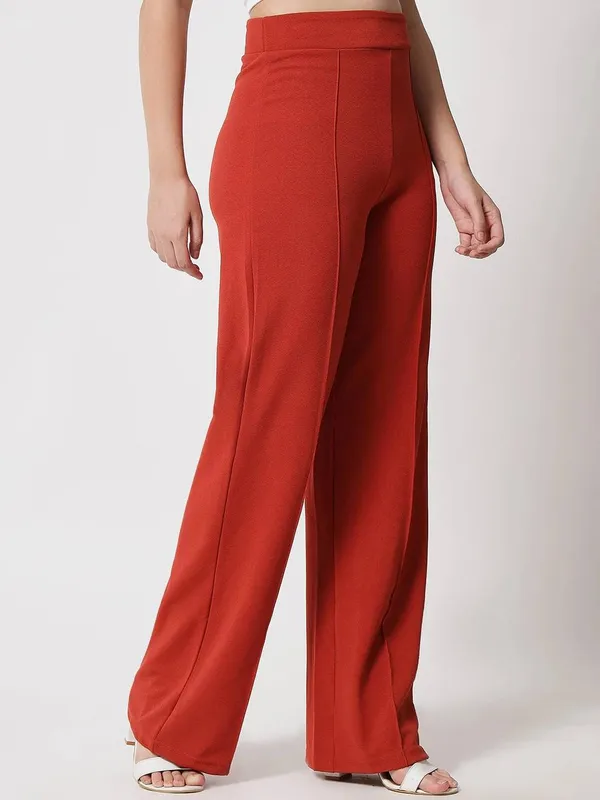 Red_Viscose_Rayon_Trousers_For_Women