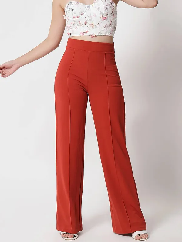 Red_Viscose_Rayon_Trousers_For_Women