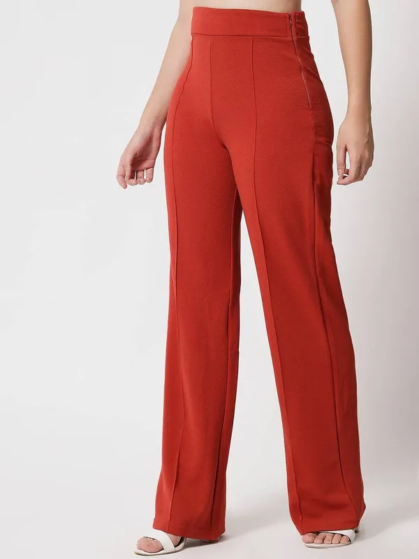 Red_Viscose_Rayon_Trousers_For_Women