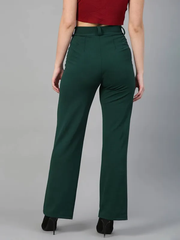 Bottle_Green_Viscose_Rayon_Trousers_For_Women