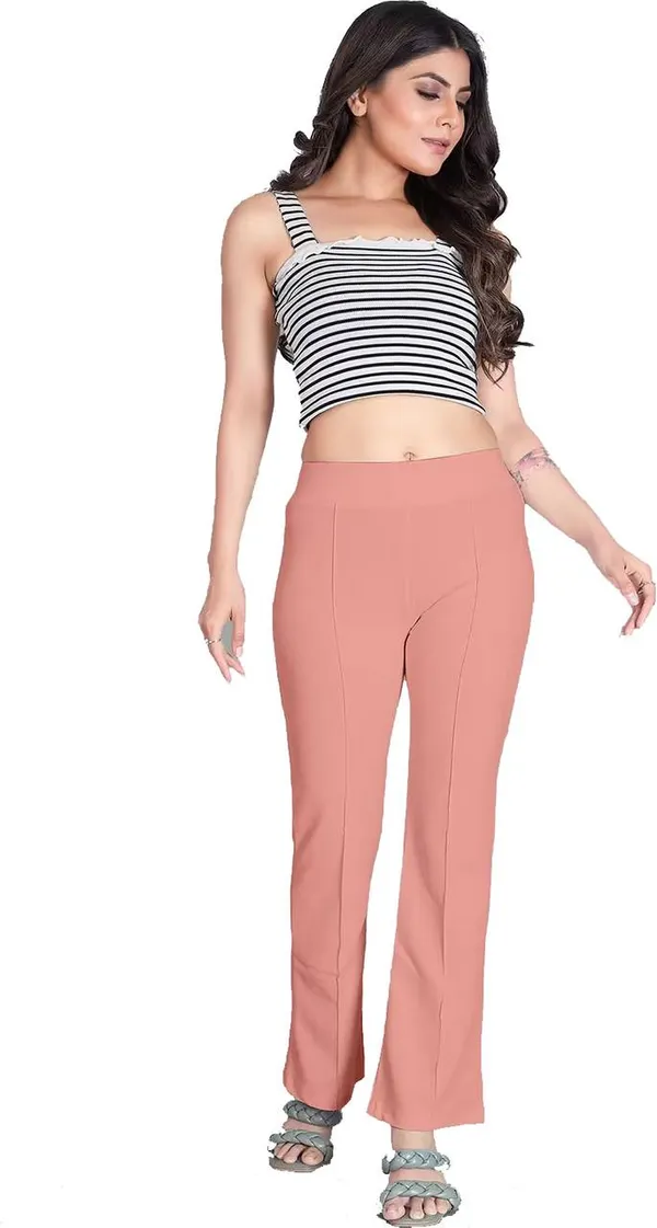Peach_Viscose_Rayon_Trousers_For_Women