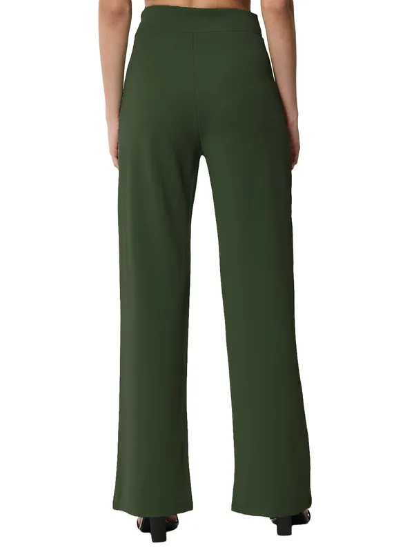 Bottle_Green_Viscose_Rayon_Trousers_For_Women