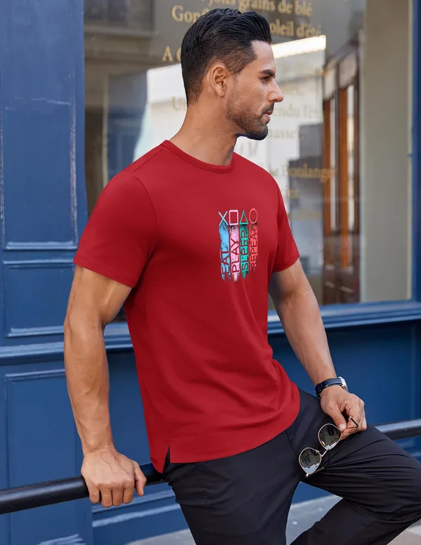 Red_Regular_Fit_Pure_Cotton_T-Shirt_For_Men