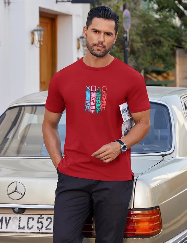 Red_Regular_Fit_Pure_Cotton_T-Shirt_For_Men