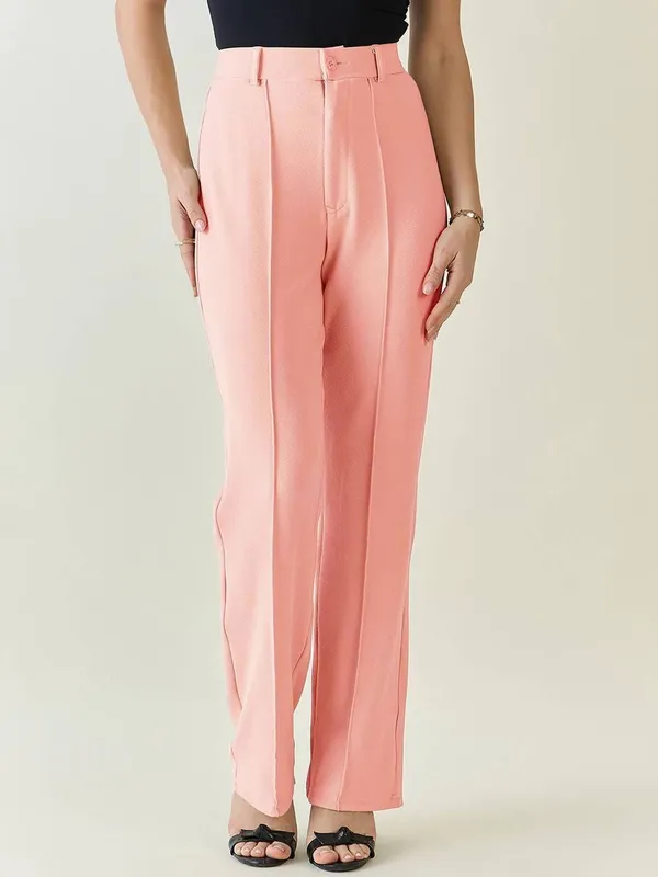 Peach_Viscose_Rayon_Trousers_For_Women