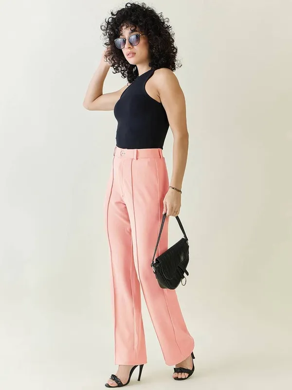 Peach_Viscose_Rayon_Trousers_For_Women